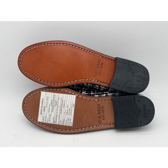 G.H. Bass Womens Weejuns Black & White Tweed Loafers With Patent Leather Accent - Picture 8 of 12